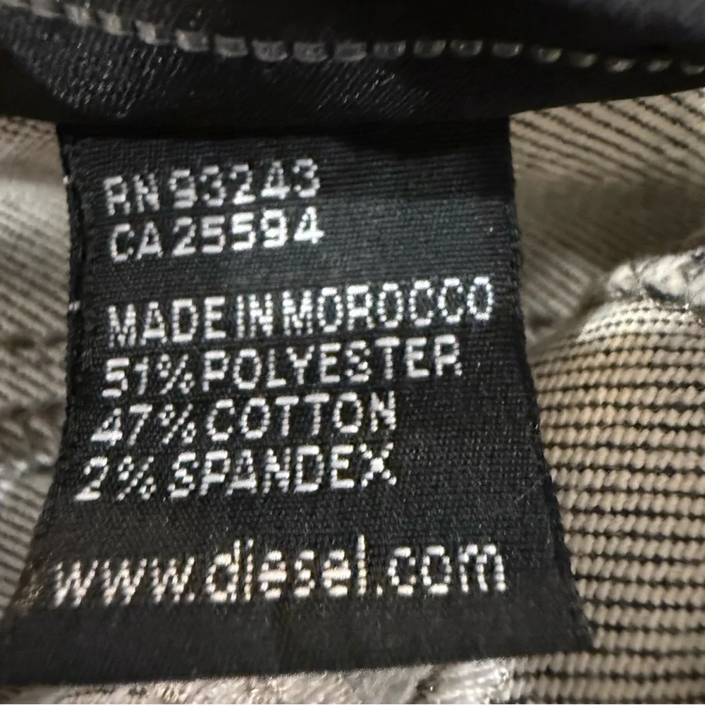 Y2K Vintage DIESEL Denim Flare Pants Side AnkleSlits Womens 28 Gray/Pink Accents - Picture 7 of 12